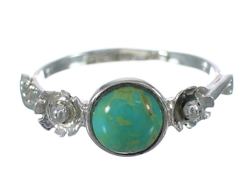 Sterling Silver Turquoise Southwestern Flower Ring Size 5 YX90831